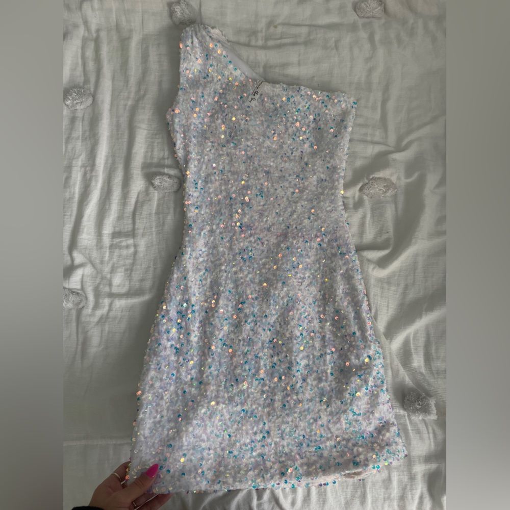 Sequin White Formal Mini Dress - Lucy in the Sky - Size 0